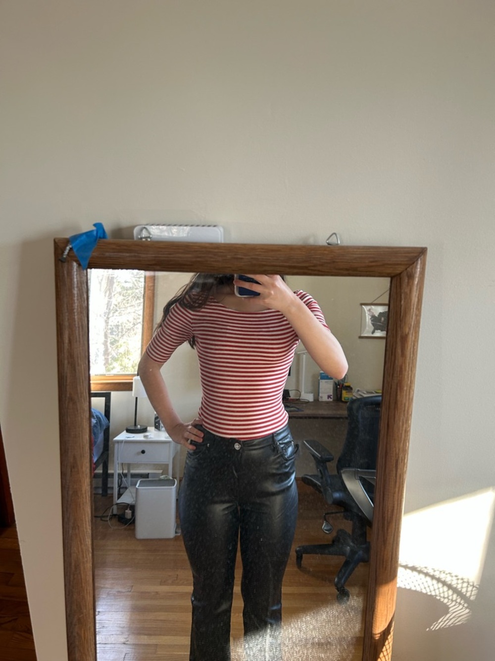 Banana Republic Red and White Striped Short Sleeve Tee